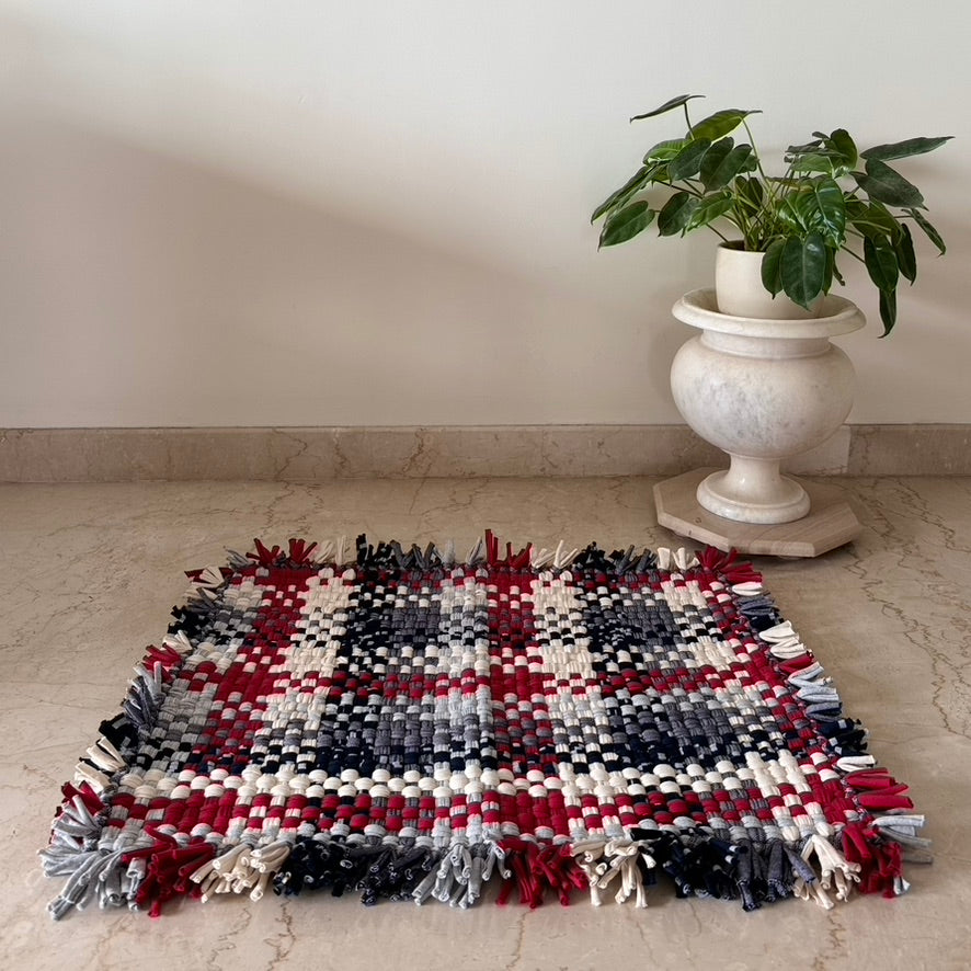 Image of Bathroom Mat / Door Mat / Meditation Mat | Red, White, Grey, Black