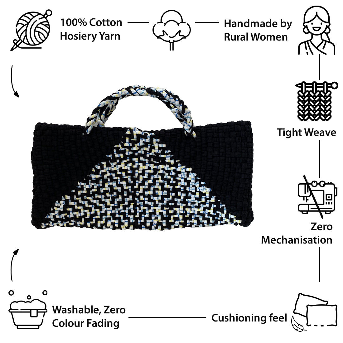 Image of Clutch bag | Planter bag | Size: large | Black, White