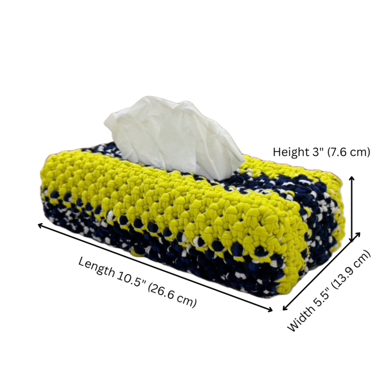 Image of Tissue Box Cover Yellow Navy