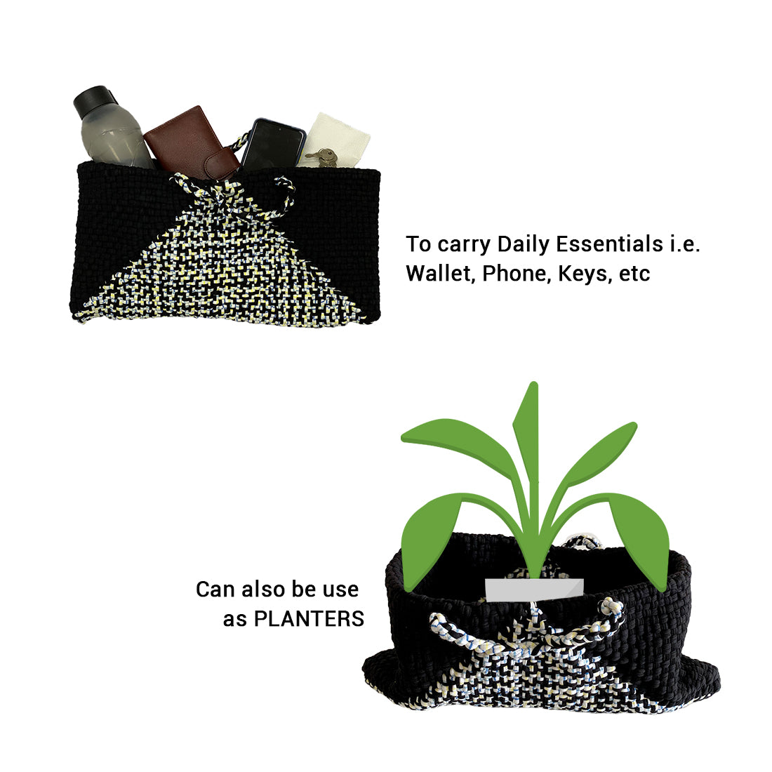 Image of Clutch bag | Planter bag | Size: large | Black, White