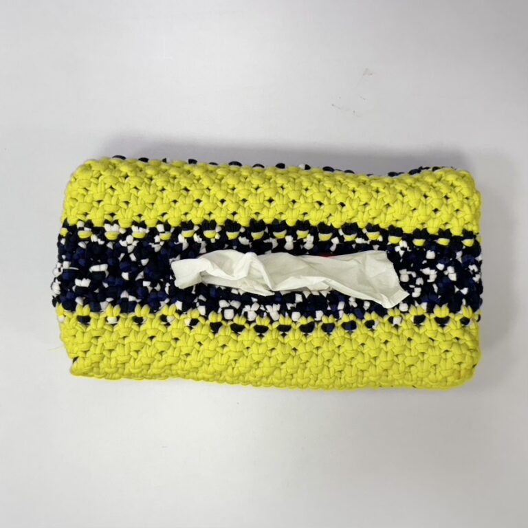 Image of Tissue Box Cover Yellow Navy