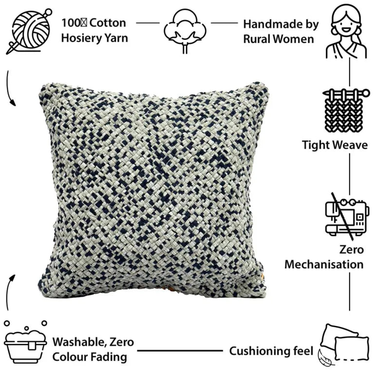 Image of Square Cushion Cover Peach Grey