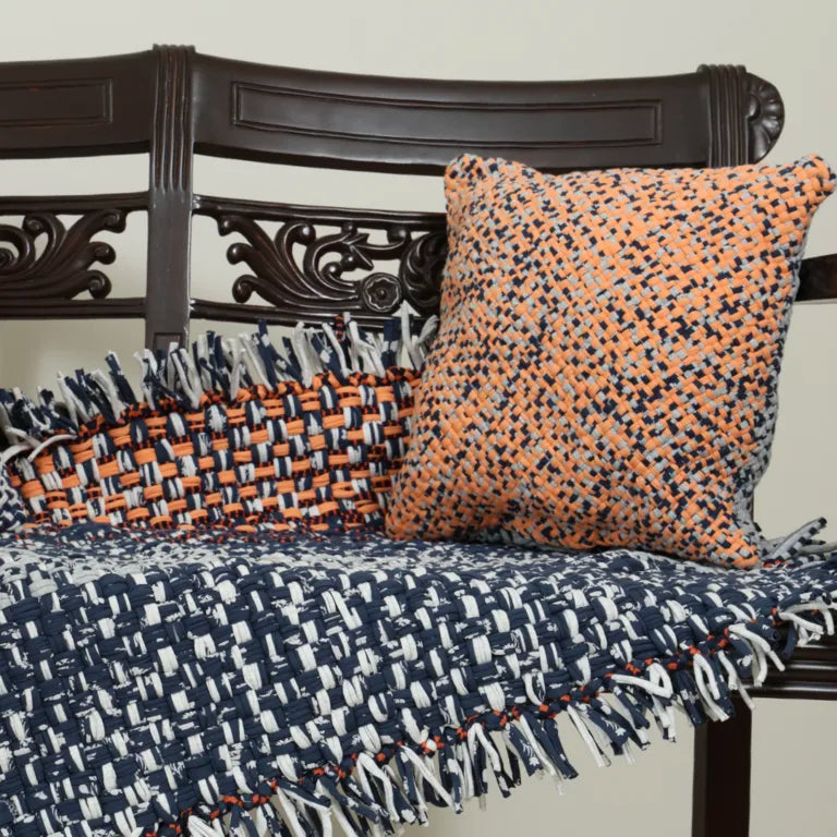 Image of Square Cushion Cover Peach Grey