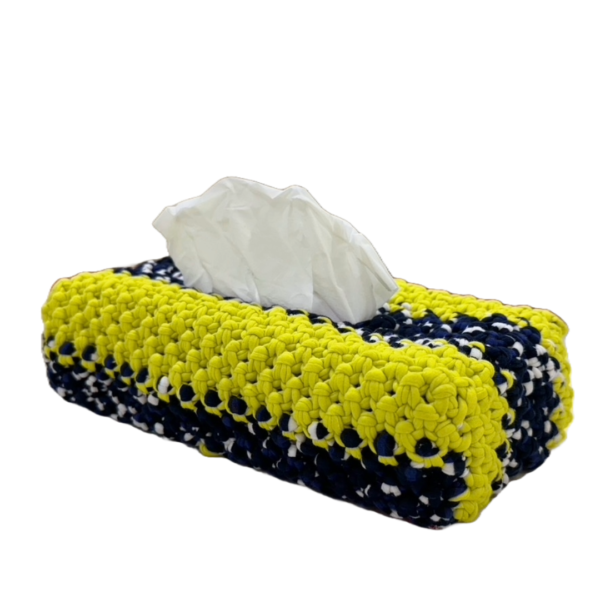 Image of Tissue Box Cover Yellow Navy