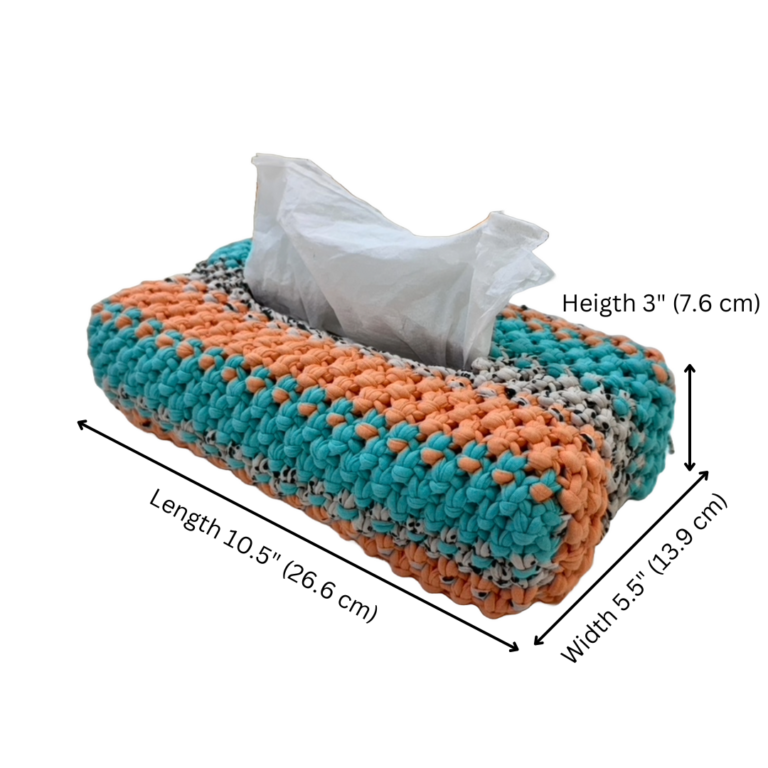 Image of Tissue Box Cover Orange Blue
