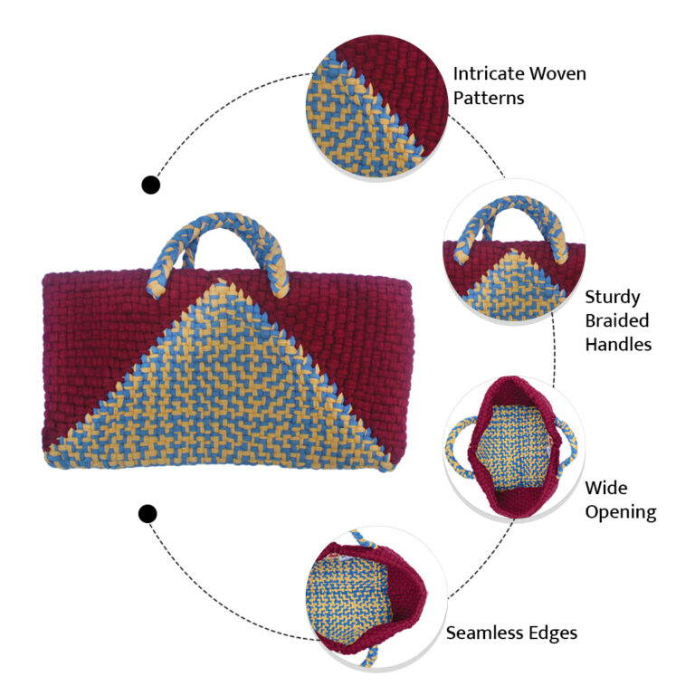 Image of Planter bag | Size: small | Maroon, Blue, Lemon