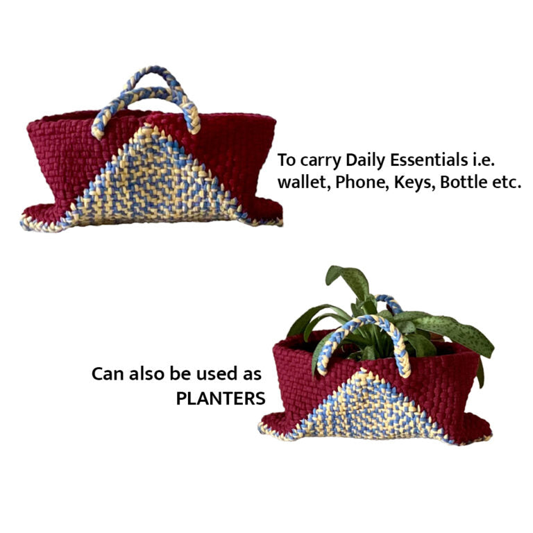 Image of Planter bag | Size: small | Maroon, Blue, Lemon
