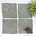 Set of 4 Hand-Woven Square Placemats / Dining Mats Charcoal Nude Grey