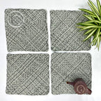 Set of 4 Hand-Woven Square Placemats / Dining Mats Charcoal Nude Grey