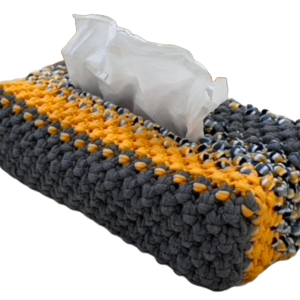 Image of Tissue Box Cover Grey Yellow