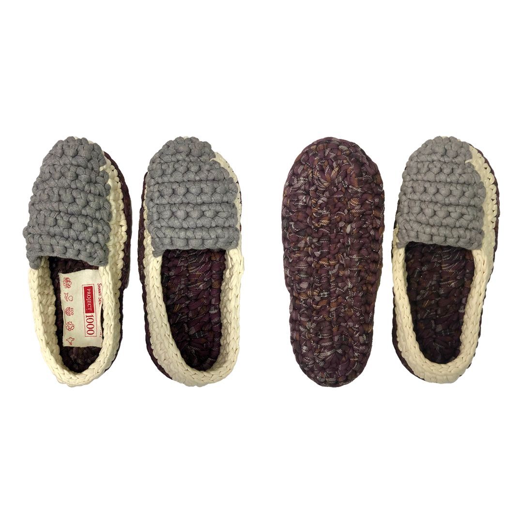 Image of Indoor Shoes Unisex Burgundy Grey Off white