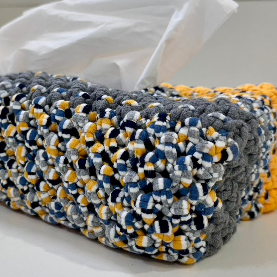 Image of Tissue Box Cover Grey Yellow