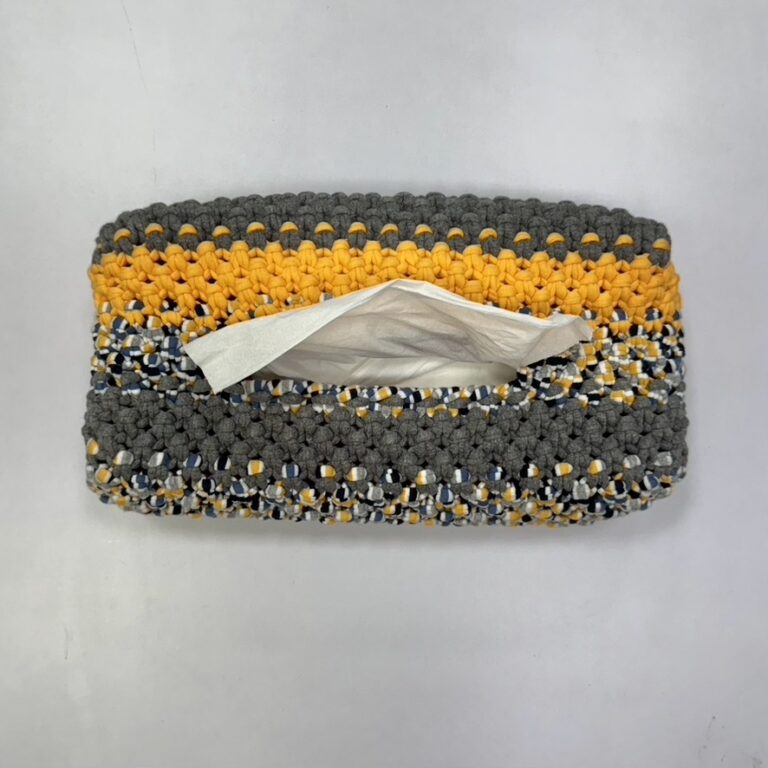 Image of Tissue Box Cover Grey Yellow