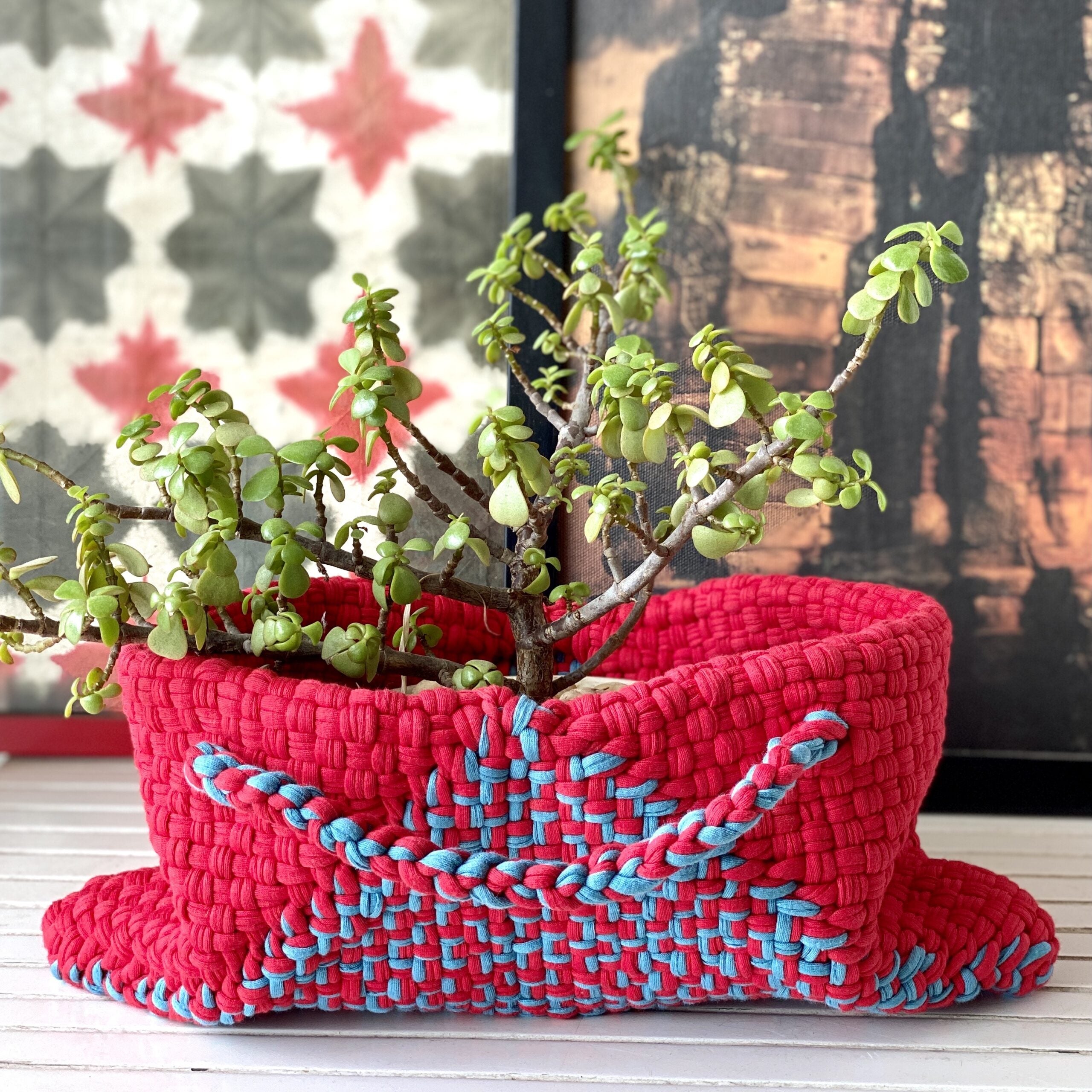 Image of Clutch bag | Planter bag | Size: large | Red-Blue