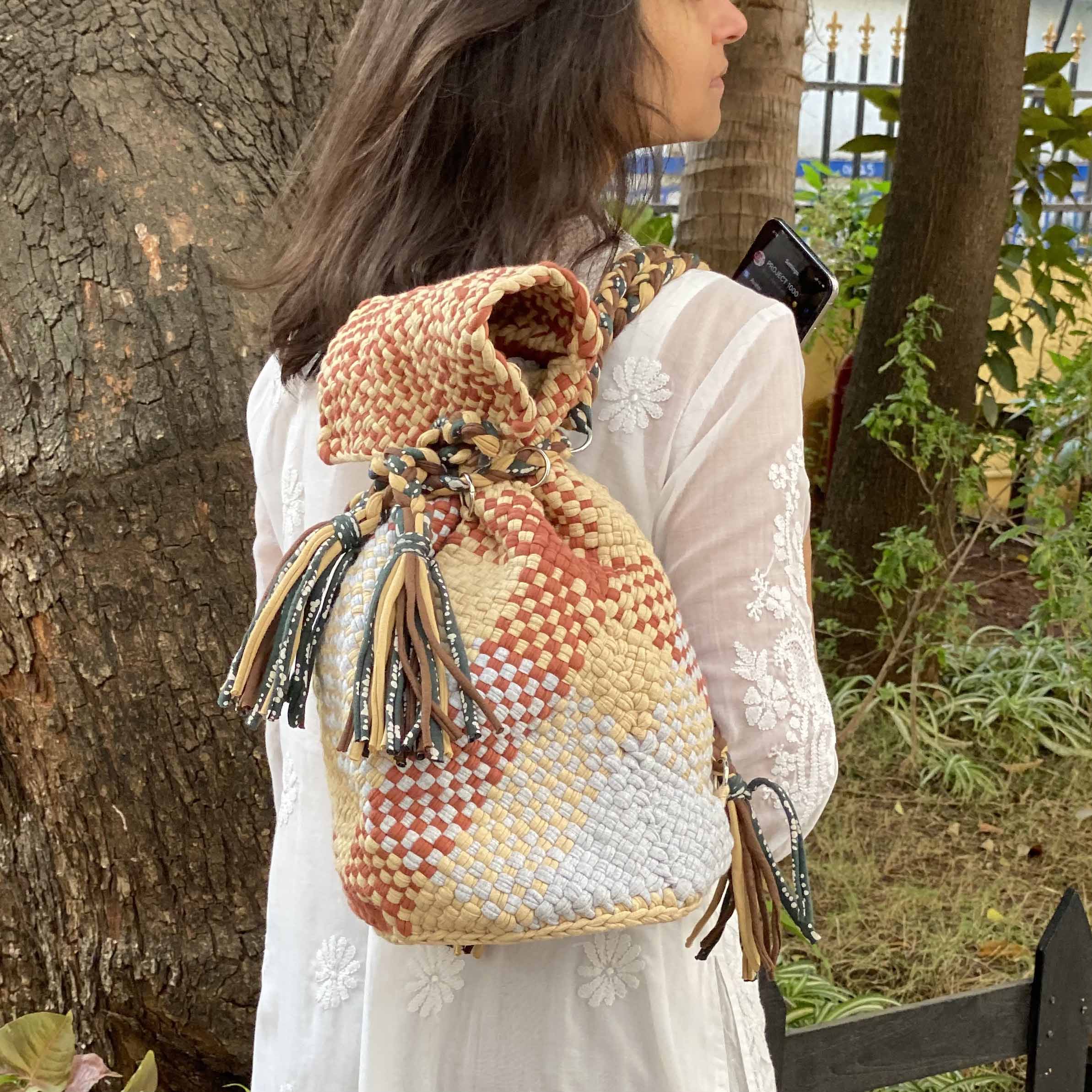 Image of Backpack Brown Grey Beige Color Premium Collection | Shoulder carry