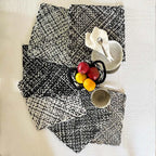 Set of 6 Hand-Woven Square Placemats / Dining Mats Charcoal Grey Silver Grey