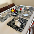 Set of 6 Hand-Woven Square Placemats / Dining Mats Charcoal Grey Silver Grey