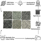 Set of 6 Hand-Woven Square Placemats / Dining Mats Charcoal Grey Silver Grey
