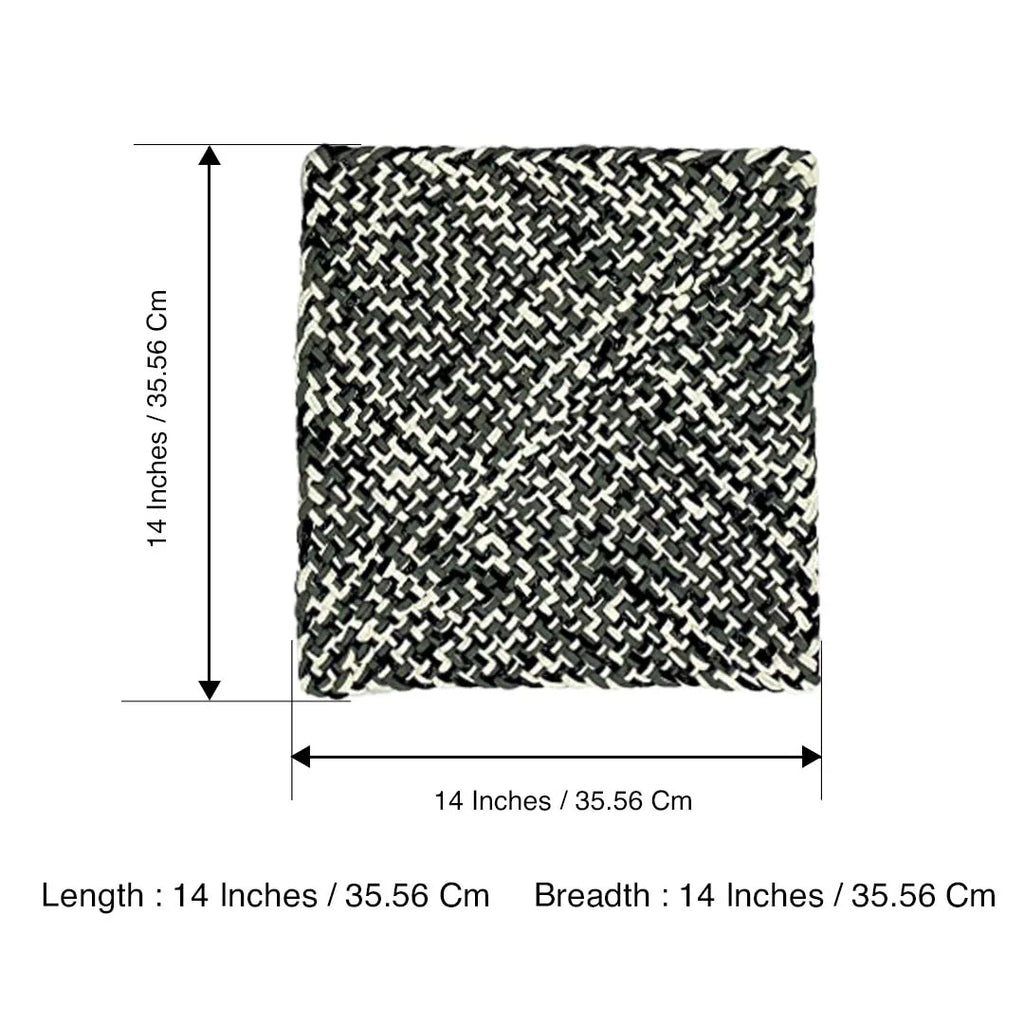 Set of 6 Hand-Woven Square Placemats / Dining Mats Charcoal Grey Silver Grey