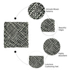 Set of 6 Hand-Woven Square Placemats / Dining Mats Charcoal Grey Silver Grey