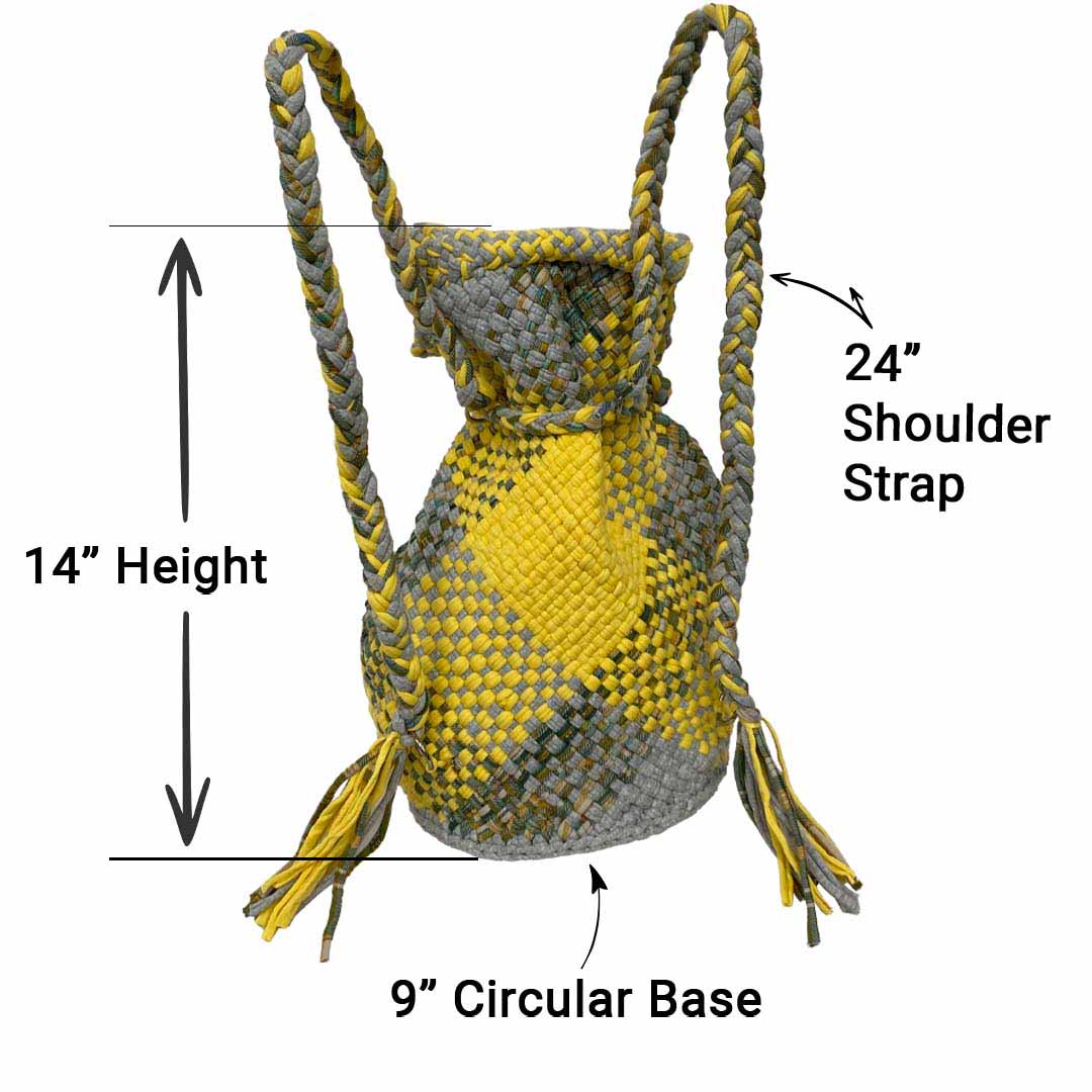 Image of Backpack Light Yellow Grey Color | Shoulder carry