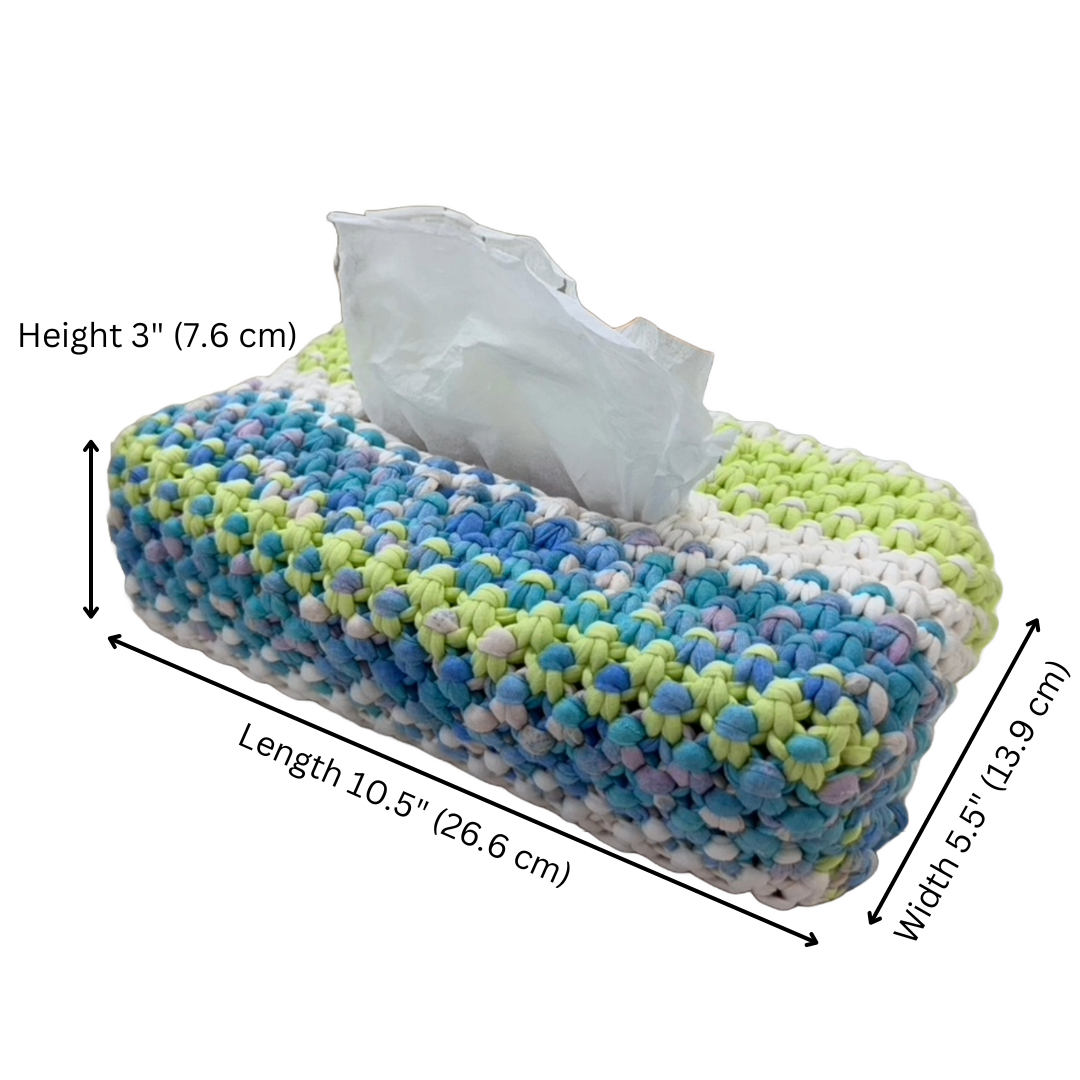 Image of Tissue Box Cover Blue Green White