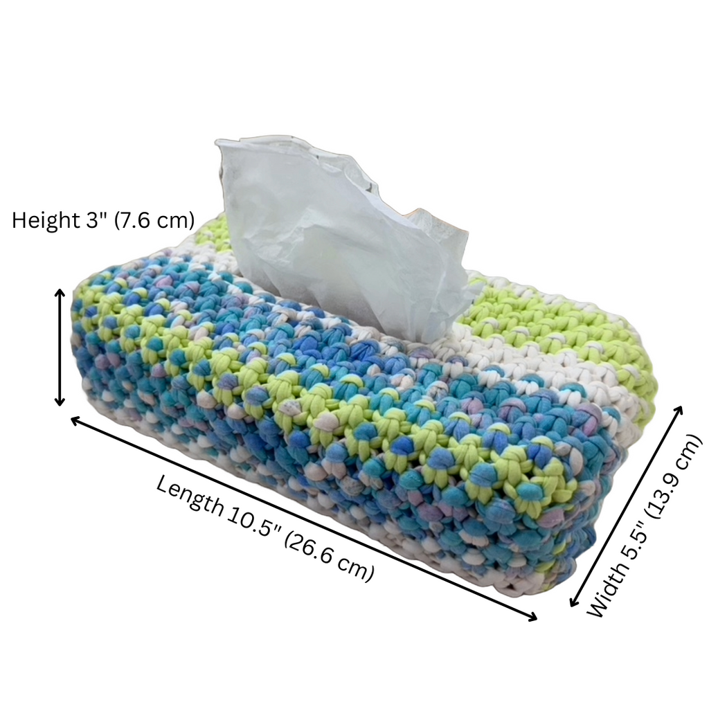 Tissue Box Cover Blue Green White