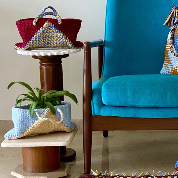 Image of Planter bag | Size: small | Maroon, Blue, Lemon