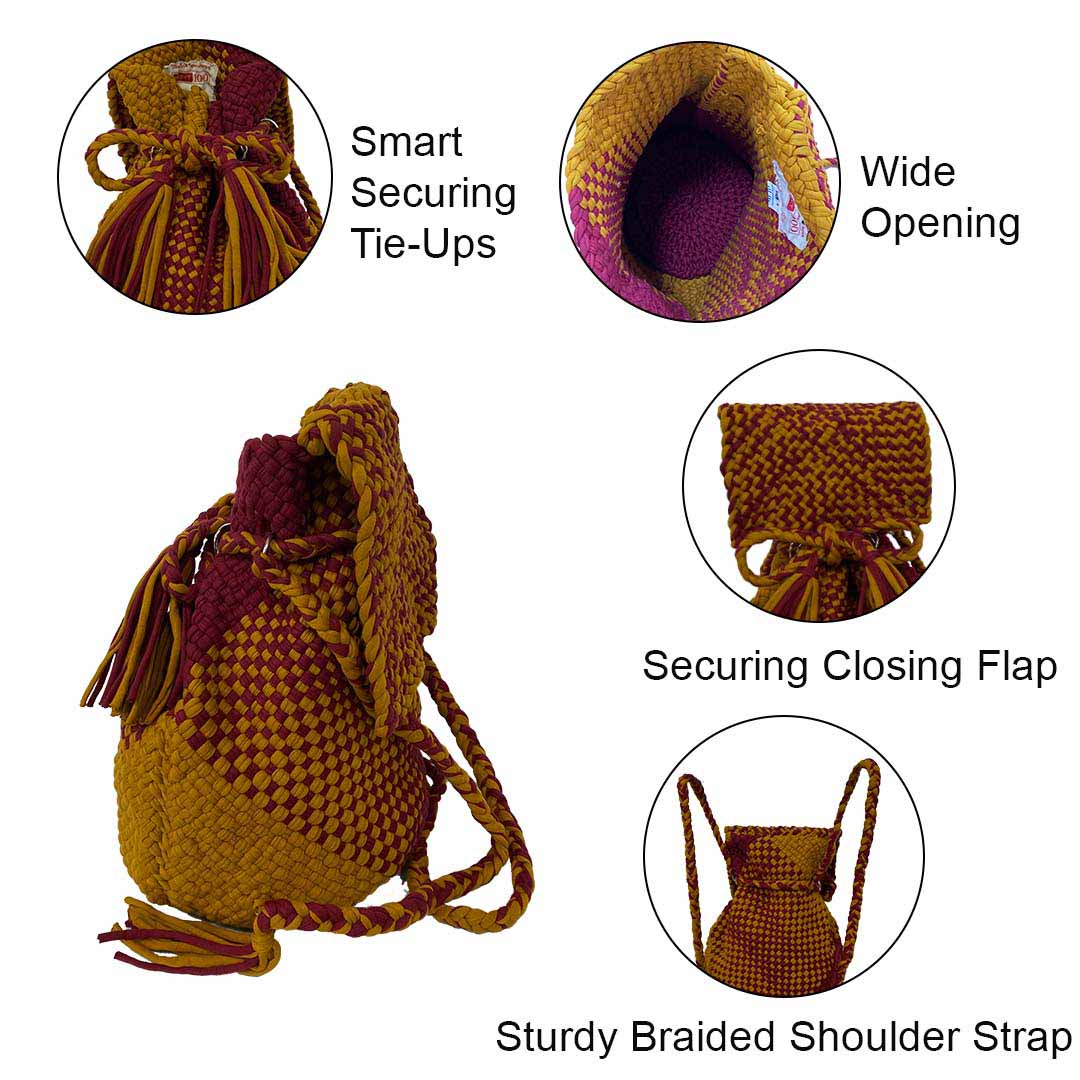 Image of Backpack Dark Mustard Maroon Color Premium Collection | Shoulder carry