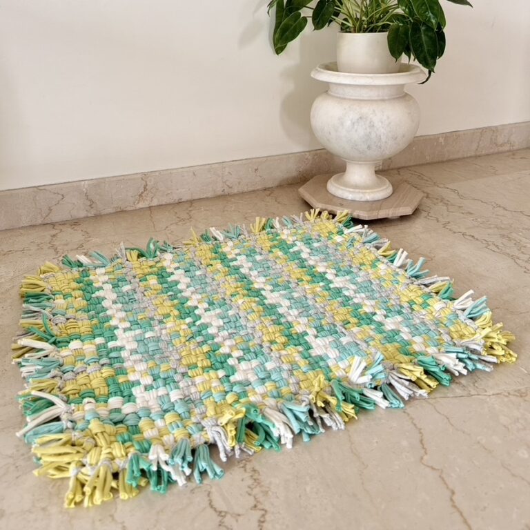 Image of Bathroom Mat / Door Mat / Meditation Mat | Yellow, Green, Grey, White