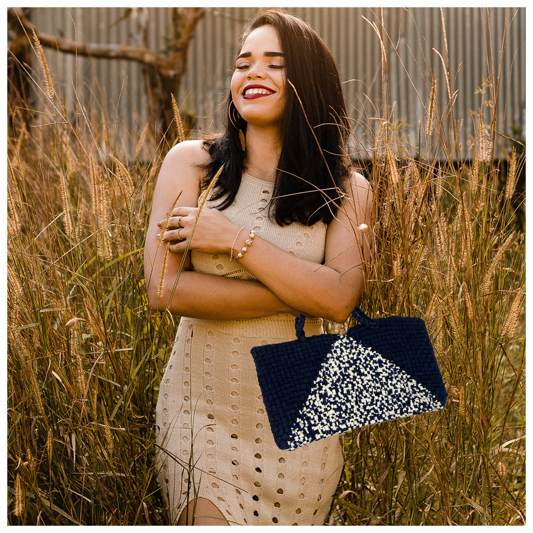 Image of Clutch bag | Planter bag | Size: large | Black, White