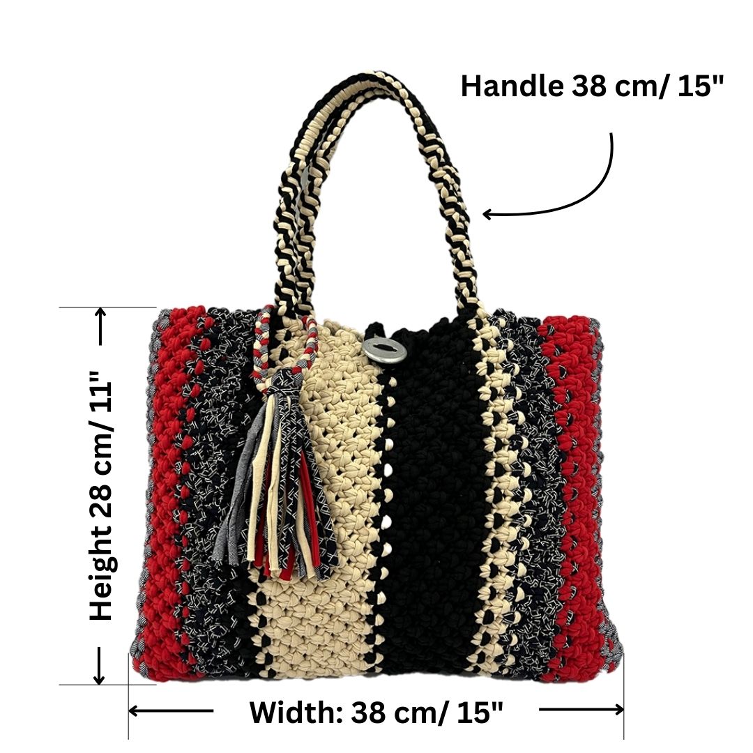 Image of Macrame Tote-Medium | Concrete
