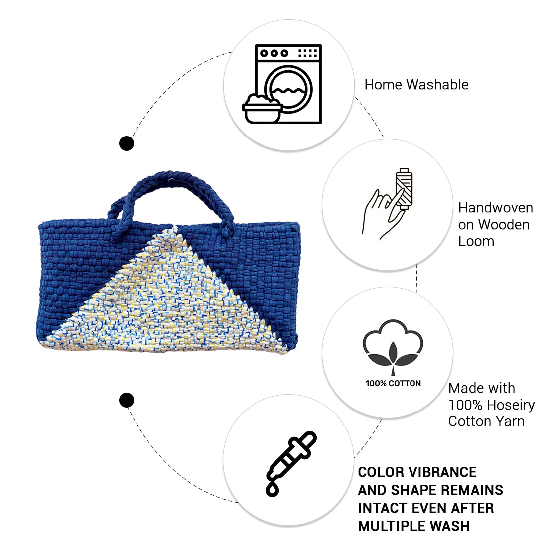 Image of Clutch bag | Planter bag | Size: large | Blue, White