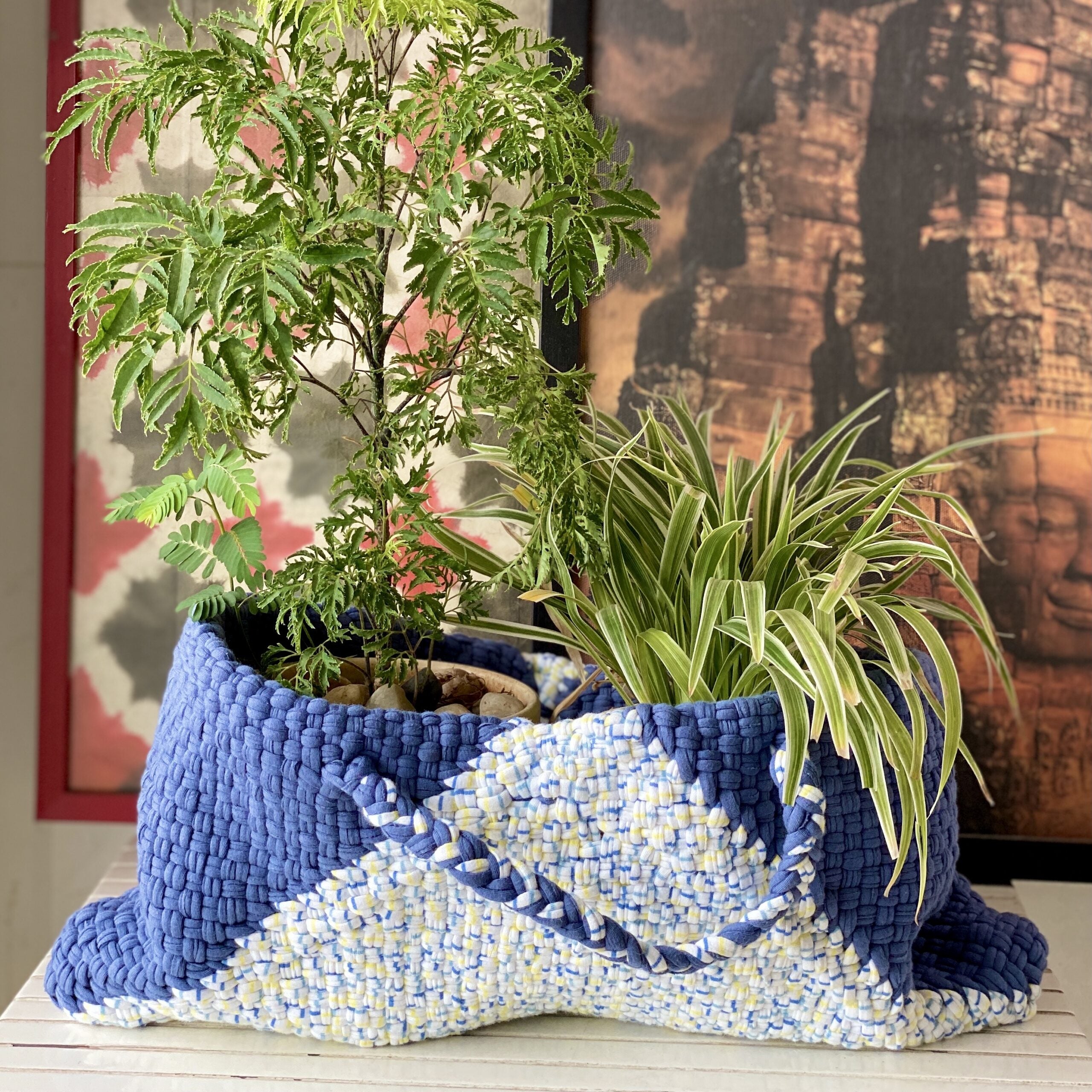 Image of Clutch bag | Planter bag | Size: large | Blue, White