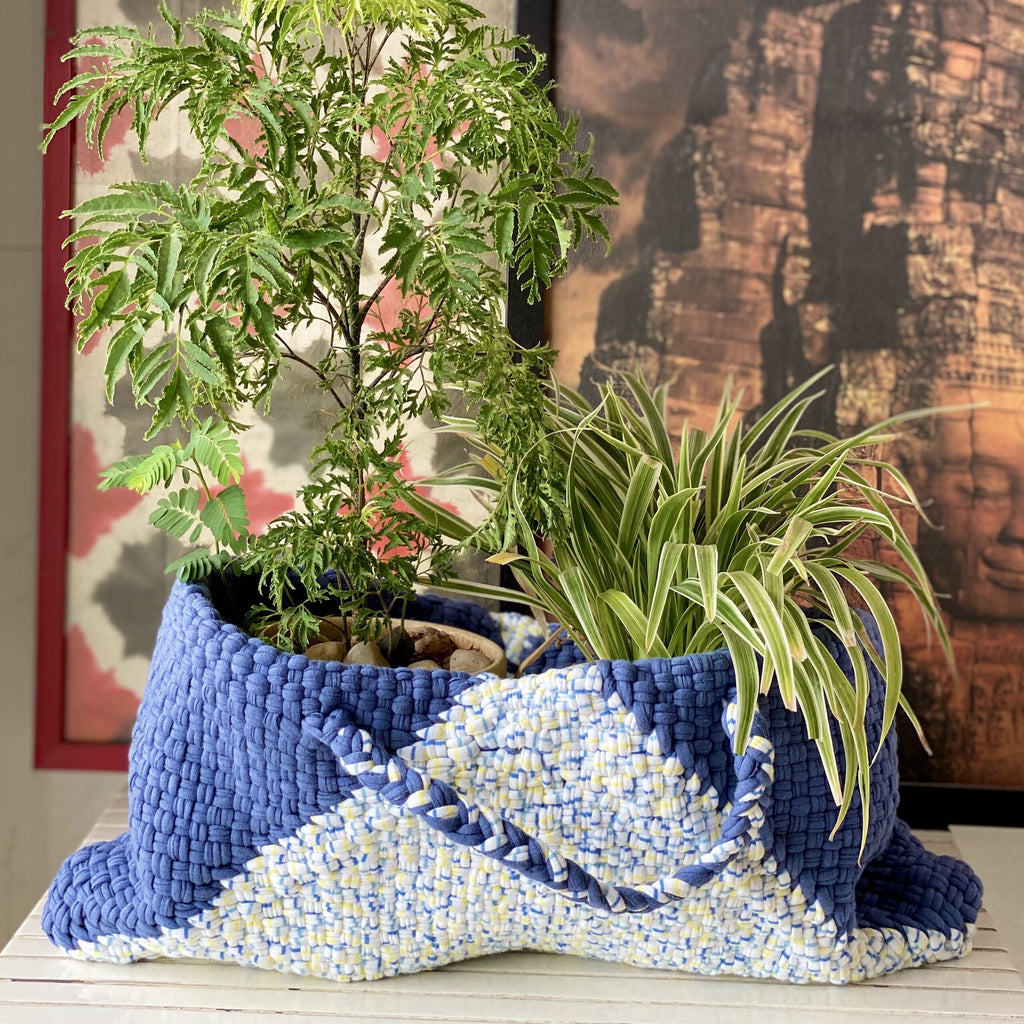 Clutch bag | Planter bag | Size: large | Blue, White
