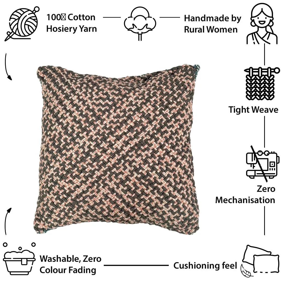 Image of Square Cushion Cover Pink Grey