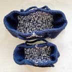 Clutch bag | Planter bag | Size: large | Navy Blue, White