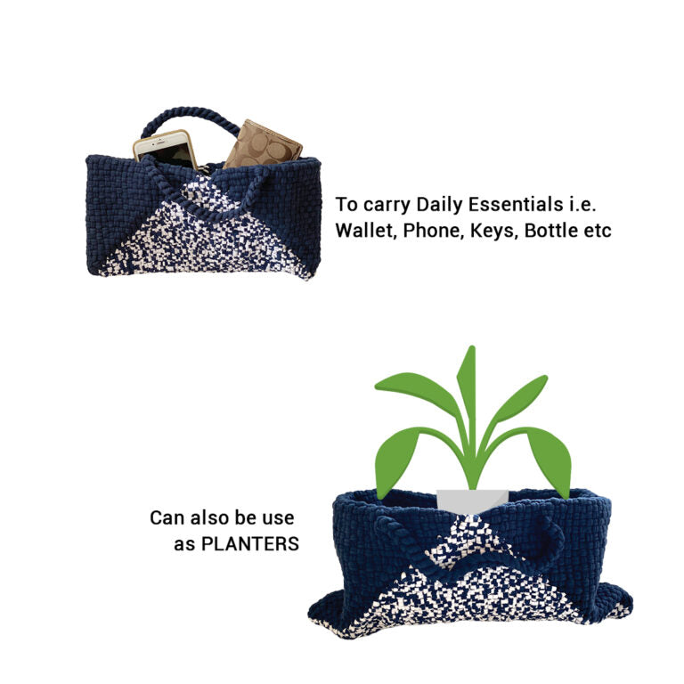 Image of Clutch bag | Planter bag | Size: large | Navy Blue, White