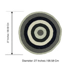 Round Crochet Floor Rug Charcoal Grey Silver Grey