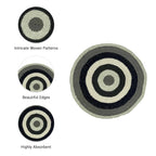 Round Crochet Floor Rug Charcoal Grey Silver Grey