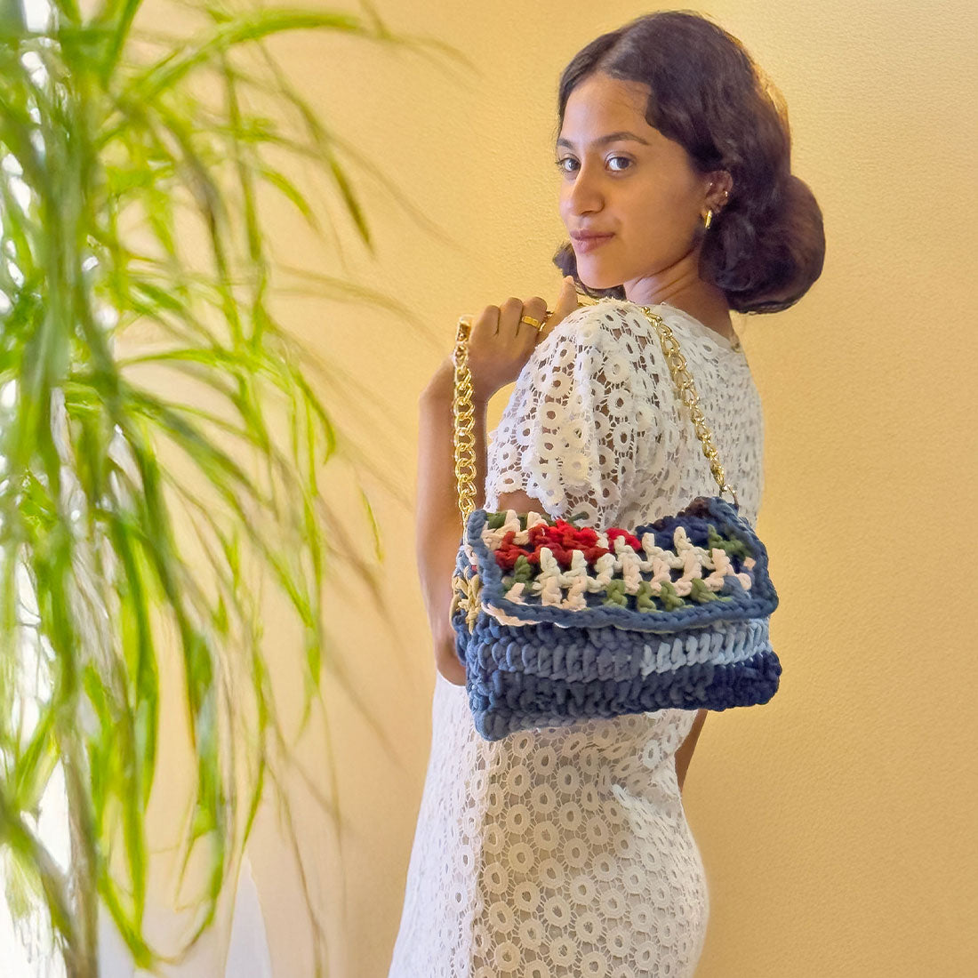 Image of Crochet Clutch | Denim Blue,White,Red,Sky Blue,Olive