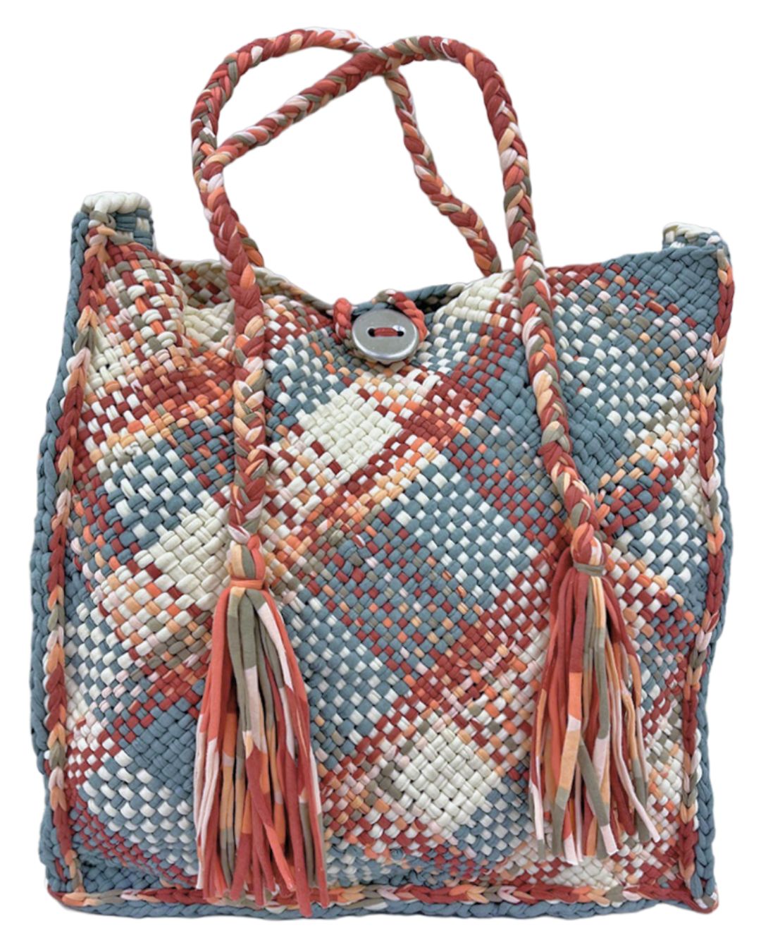 Image of Soft Tote | Hand Carry | Blue, Maroon, Off White