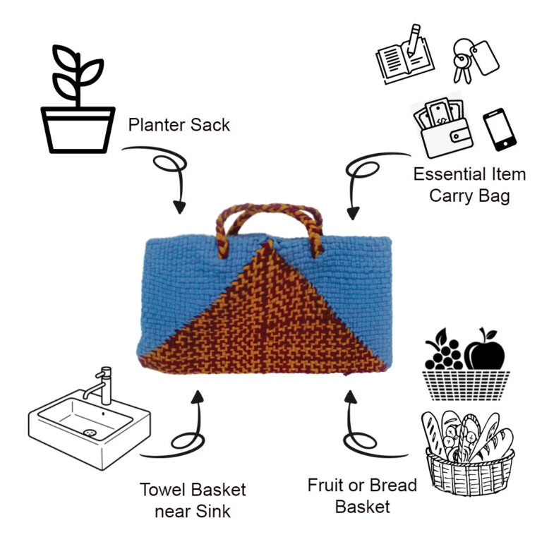 Image of Clutch bag | Planter bag | Size: large | Blue, Maroon, Mustard