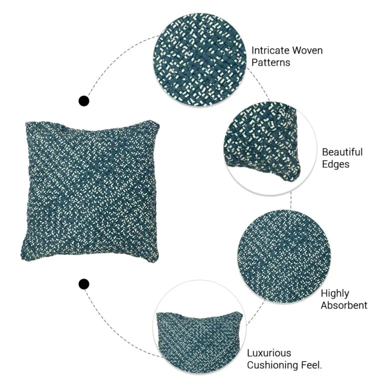 Image of Square Cushion Cover Blue Off White
