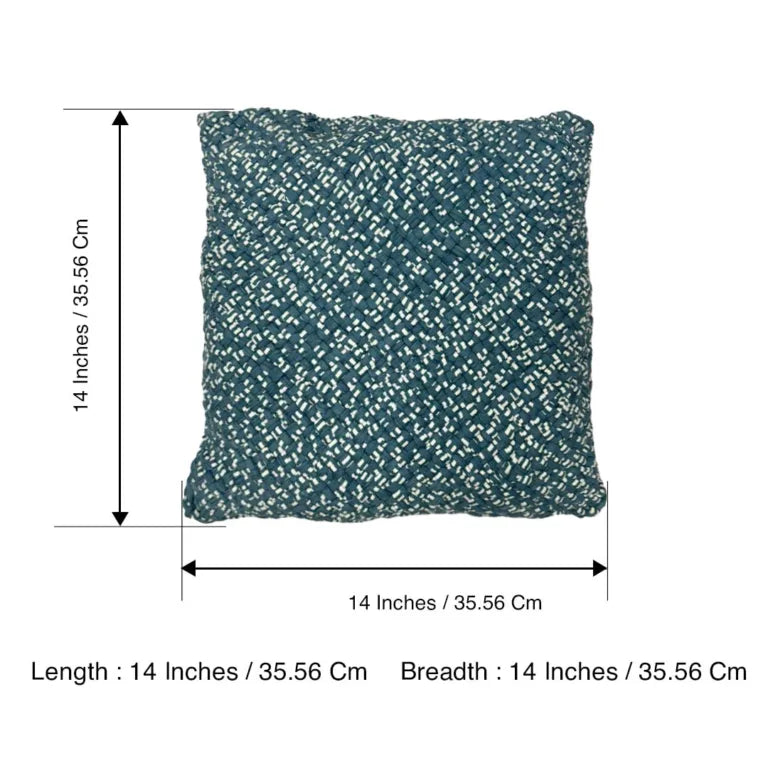 Image of Square Cushion Cover Blue Off White