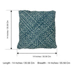 Square Cushion Cover Blue Off White
