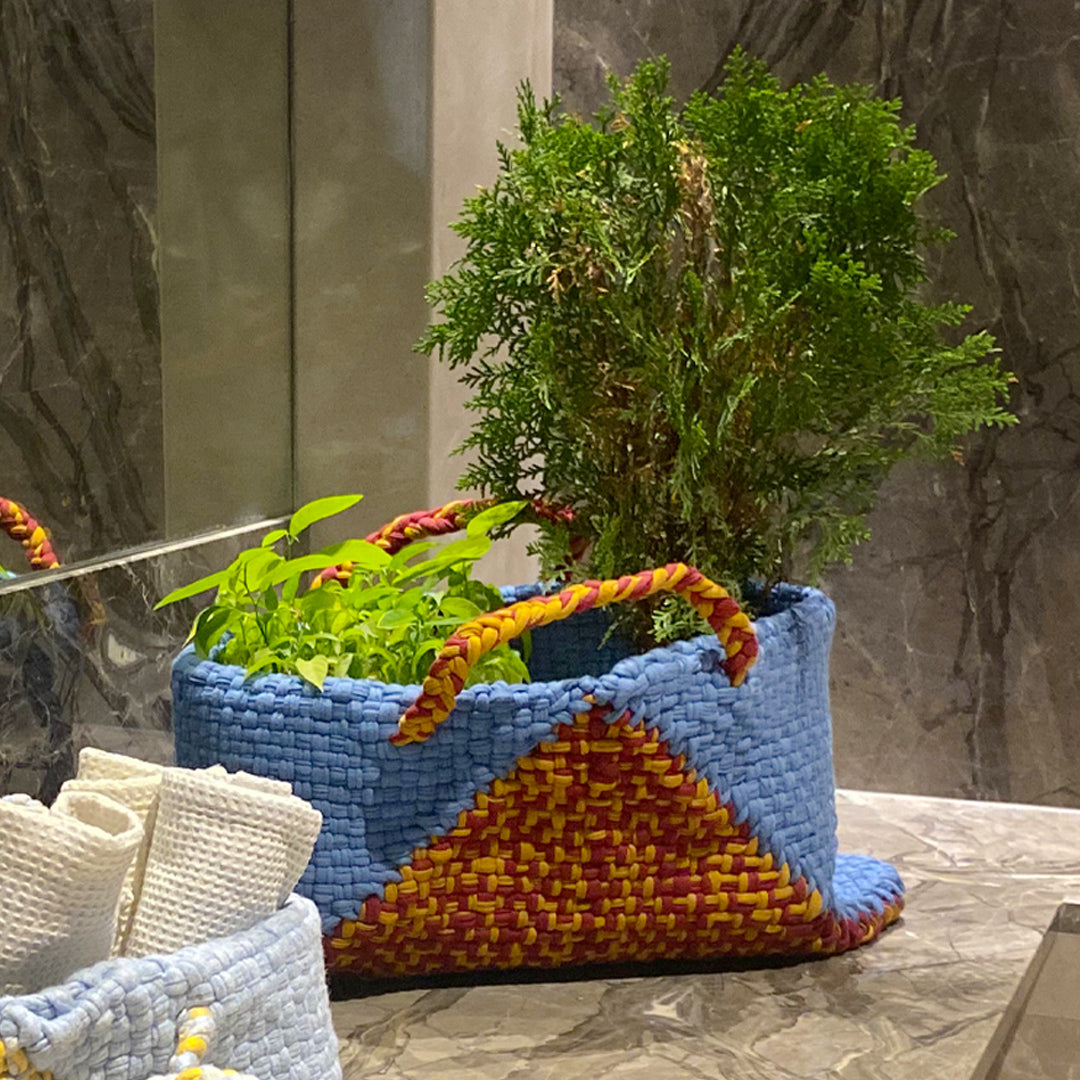 Image of Clutch bag | Planter bag | Size: large | Blue, Maroon, Mustard