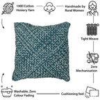 Square Cushion Cover Blue Off White