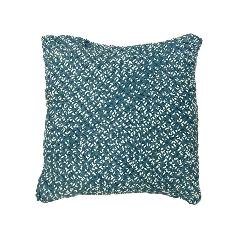 Image of Square Cushion Cover Blue Off White