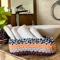 Oval Crochet Basket Peach Navy Grey Mixed color
